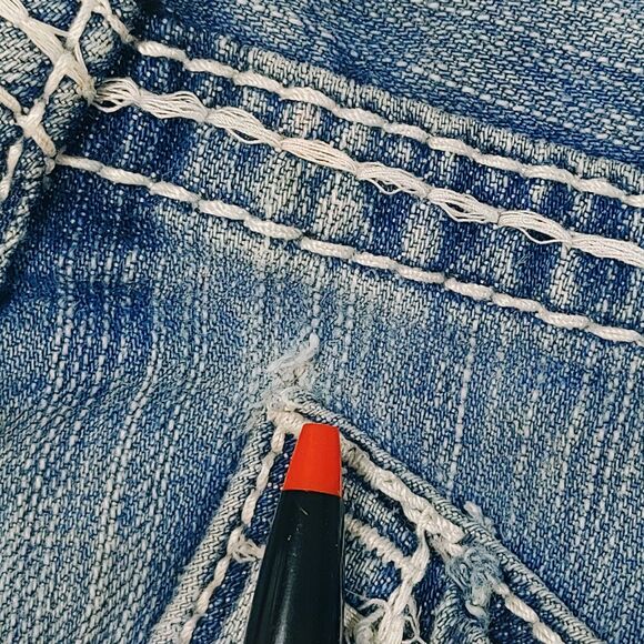 BKE Fulton Mens 31R Denim Blue Jeans Bootcut Medium Wash Thick Stitch Cowboy - Picture 2 of 16